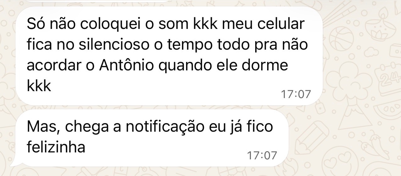 Mensagem de nutricionista sobre ficar feliz a cada notificação de venda
