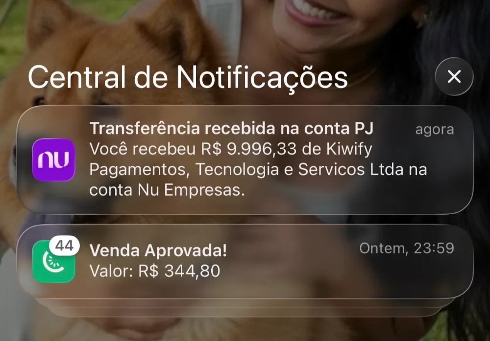 Transferência da Kiwify no valor de R$9.996,33